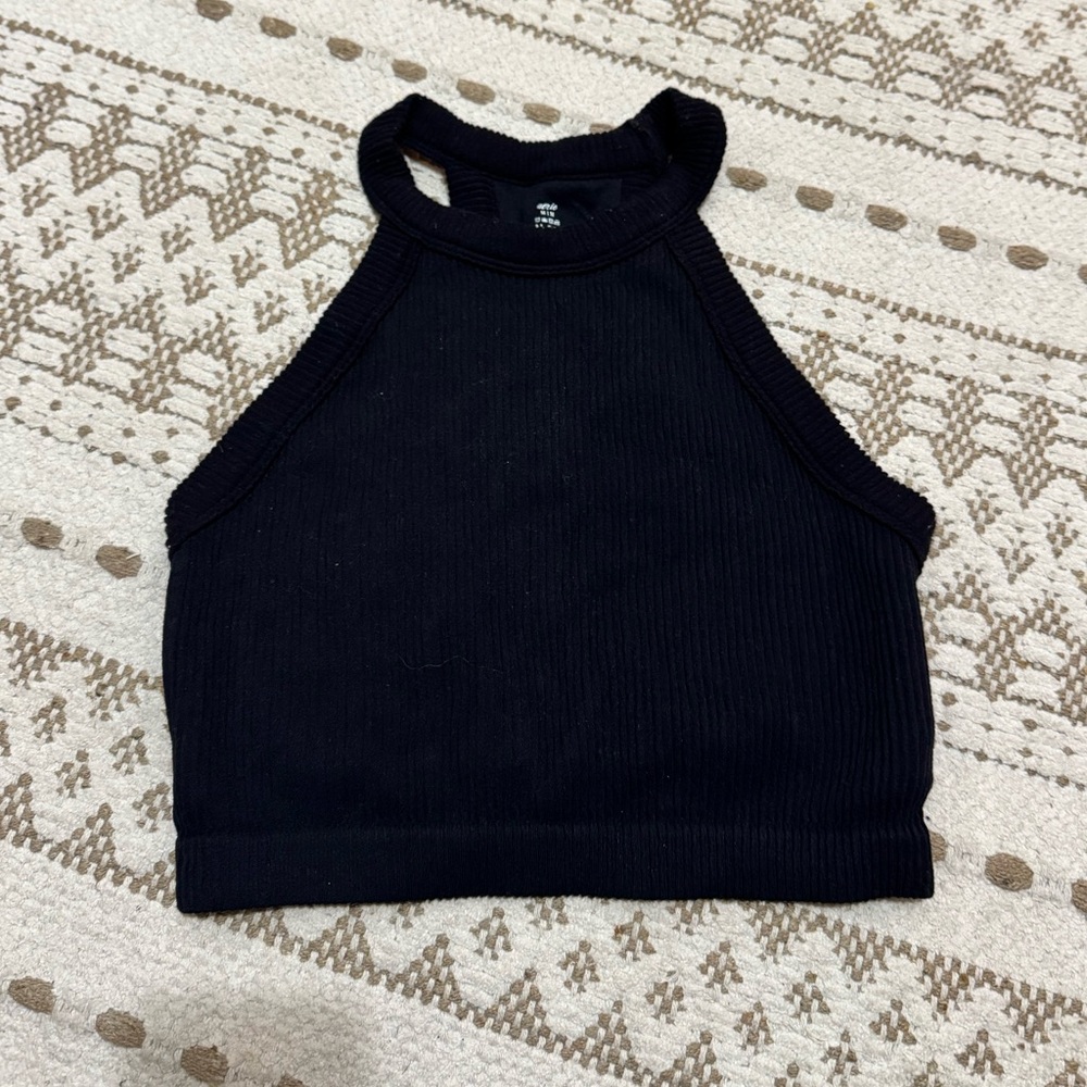 Aerie Black Ribbed Halter Top ( SIZE M )